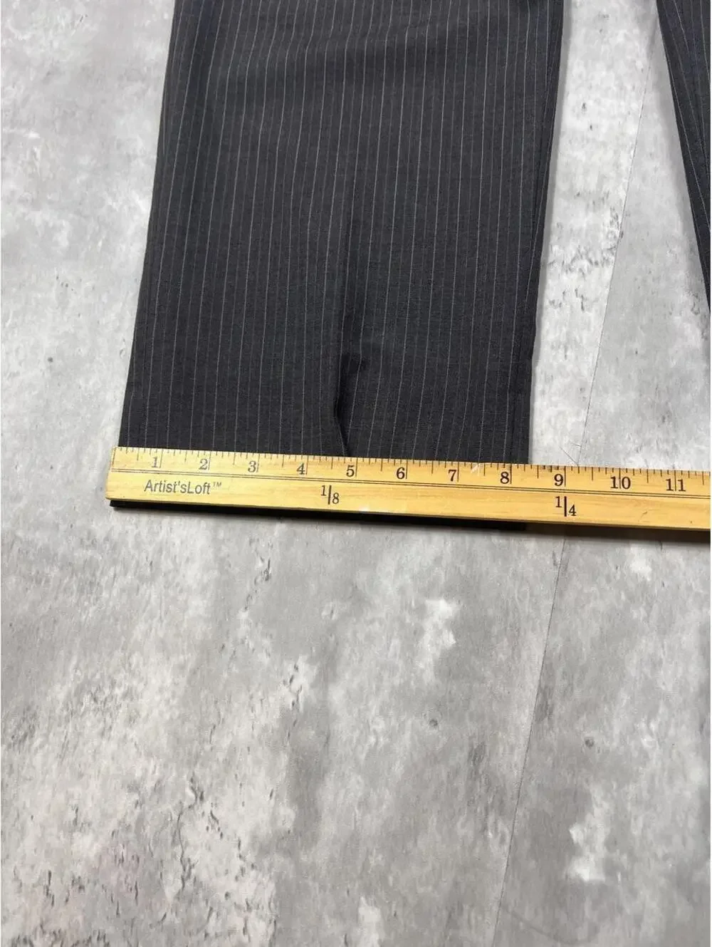 Vintage Pinstripe Dress Pants Charcoal Grey Pleated Trousers Tailored